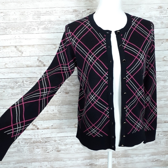 Charter Club Button Front Cardigan S Plaid 337 - Picture 2 of 7